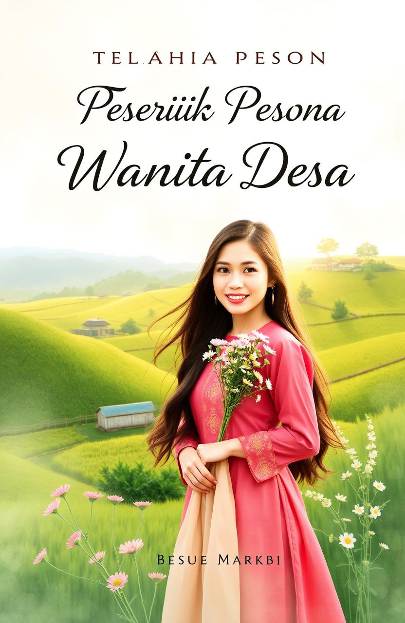 A captivating book cover design for 'Tertarik Pesona Wanita Desa'