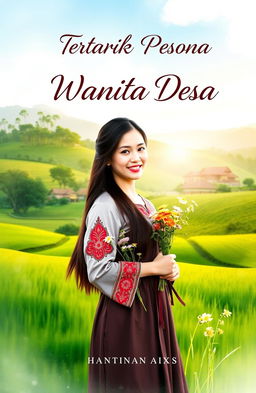 A captivating book cover design for 'Tertarik Pesona Wanita Desa'