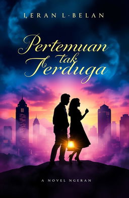 An intriguing book cover design for a novel titled 'Pertemuan Tak Terduga' (Unexpected Encounter)