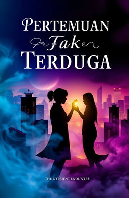 An intriguing book cover design for a novel titled 'Pertemuan Tak Terduga' (Unexpected Encounter)