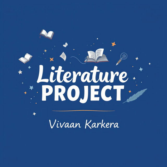 A visually engaging cover page design for a literature project featuring a deep blue background