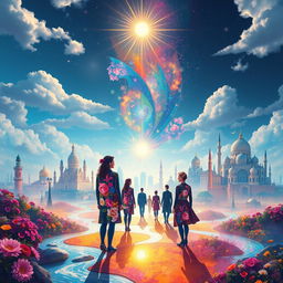 An imaginative representation of the Medulla Paradox, showcasing a world that is progressing towards a state of enlightenment and positivity, devoid of negativity and human hollowness
