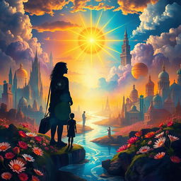An imaginative representation of the Medulla Paradox, showcasing a world that is progressing towards a state of enlightenment and positivity, devoid of negativity and human hollowness