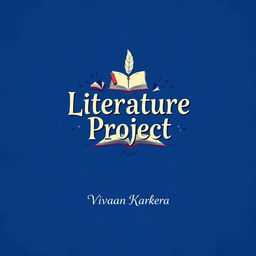 An eye-catching cover page design for a literature project, showcasing a rich blue background