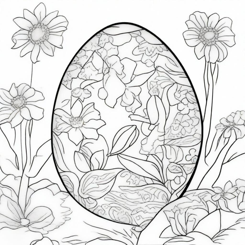 Craft a coloring page with a large Easter egg as the focus