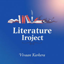 An eye-catching cover page design for a literature project, showcasing a rich blue background
