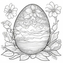 Craft a coloring page with a large Easter egg as the focus