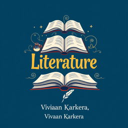 A striking cover page design for a literature project featuring a deep blue background