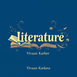 A striking cover page design for a literature project featuring a deep blue background
