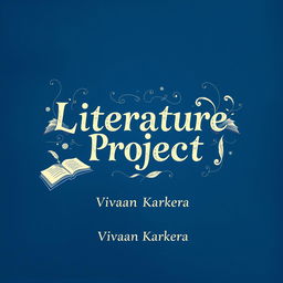 A striking cover page design for a literature project featuring a deep blue background