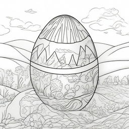 Craft a coloring page with a large Easter egg as the focus