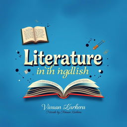 A beautifully designed cover page for a project titled 'Literature in English,' set against a captivating blue background