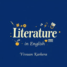 A creatively designed cover page for 'Literature in English' set against a rich blue background
