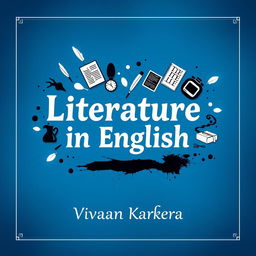 A creatively designed cover page for 'Literature in English' set against a rich blue background