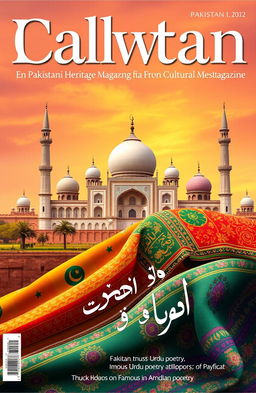 A visually striking cover for a cultural and art magazine focusing on Pakistani heritage