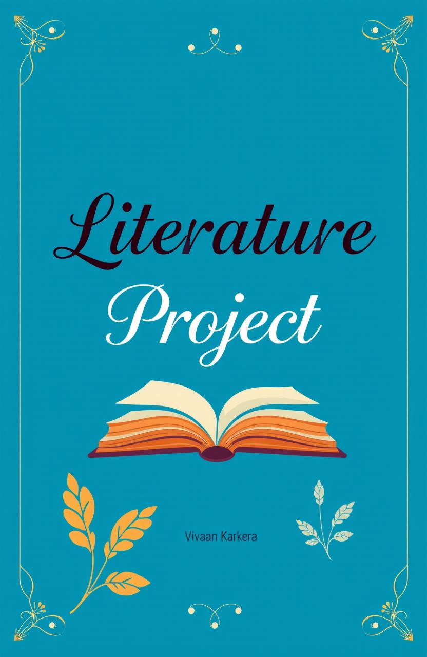 A creative cover page design for a literature project, featuring elegant typography that reads 'Literature Project' prominently