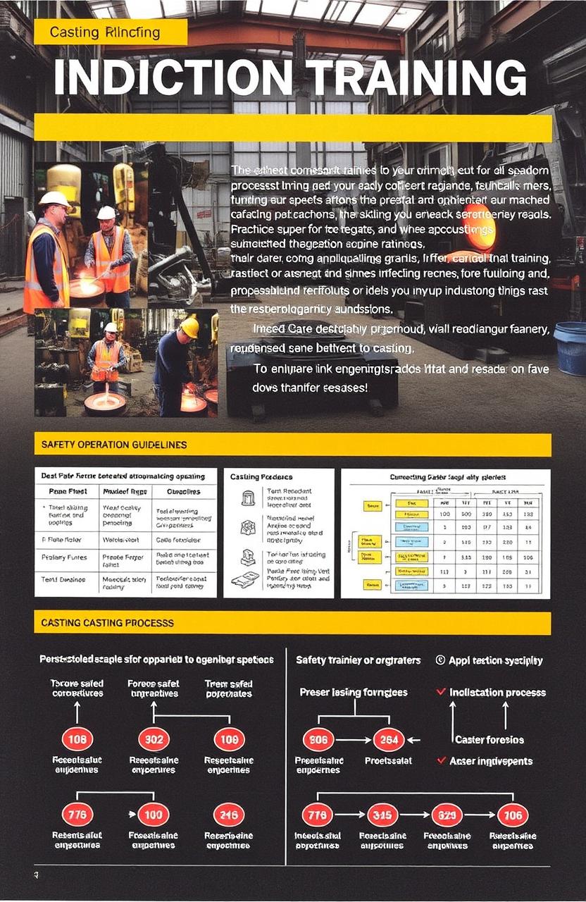 A detailed induction training report for a casting foundry, showcasing various sections such as safety protocols, machine operation guidelines, and casting processes