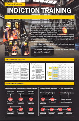 A detailed induction training report for a casting foundry, showcasing various sections such as safety protocols, machine operation guidelines, and casting processes