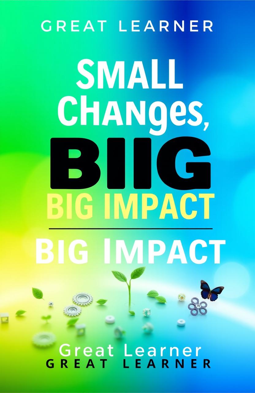 A vibrant and inspiring book cover design for 'Small Changes, Big Impact' by Great Learner