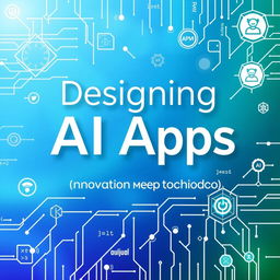 A visually striking cover page design for a book on AI applications, featuring futuristic elements and digital motifs