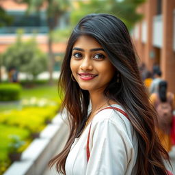 A captivating image of a beautiful Tamil college girl, exuding charm and confidence