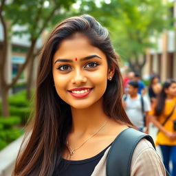 A captivating image of a beautiful Tamil college girl, exuding charm and confidence