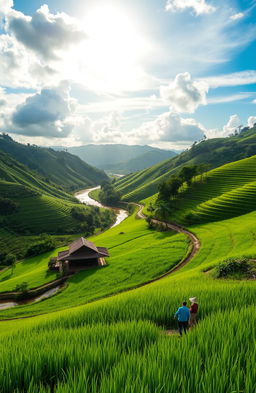 A beautiful tranquil landscape featuring the scenic beauty of Trinil Ngawi, Indonesia