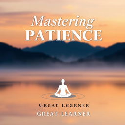 A calming and thoughtful book cover design for 'Mastering Patience' by Great Learner