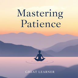 A calming and thoughtful book cover design for 'Mastering Patience' by Great Learner