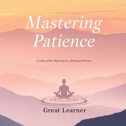 A calming and thoughtful book cover design for 'Mastering Patience' by Great Learner