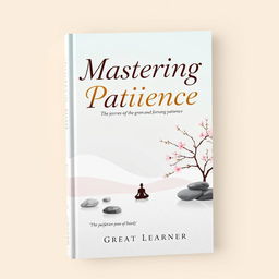 An elegant and soothing book cover design for 'Mastering Patience' by Great Learner