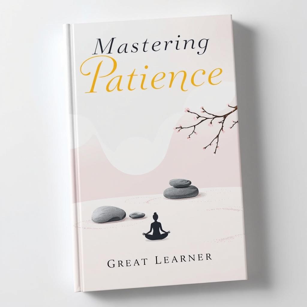 An elegant and soothing book cover design for 'Mastering Patience' by Great Learner