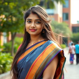 A beautiful Tamil college girl dressed in a traditional chudithar, radiating elegance and grace