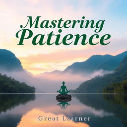 A calming and inspiring book cover design for 'Mastering Patience' by Great Learner