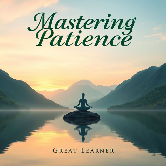 A calming and inspiring book cover design for 'Mastering Patience' by Great Learner