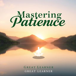 A calming and inspiring book cover design for 'Mastering Patience' by Great Learner