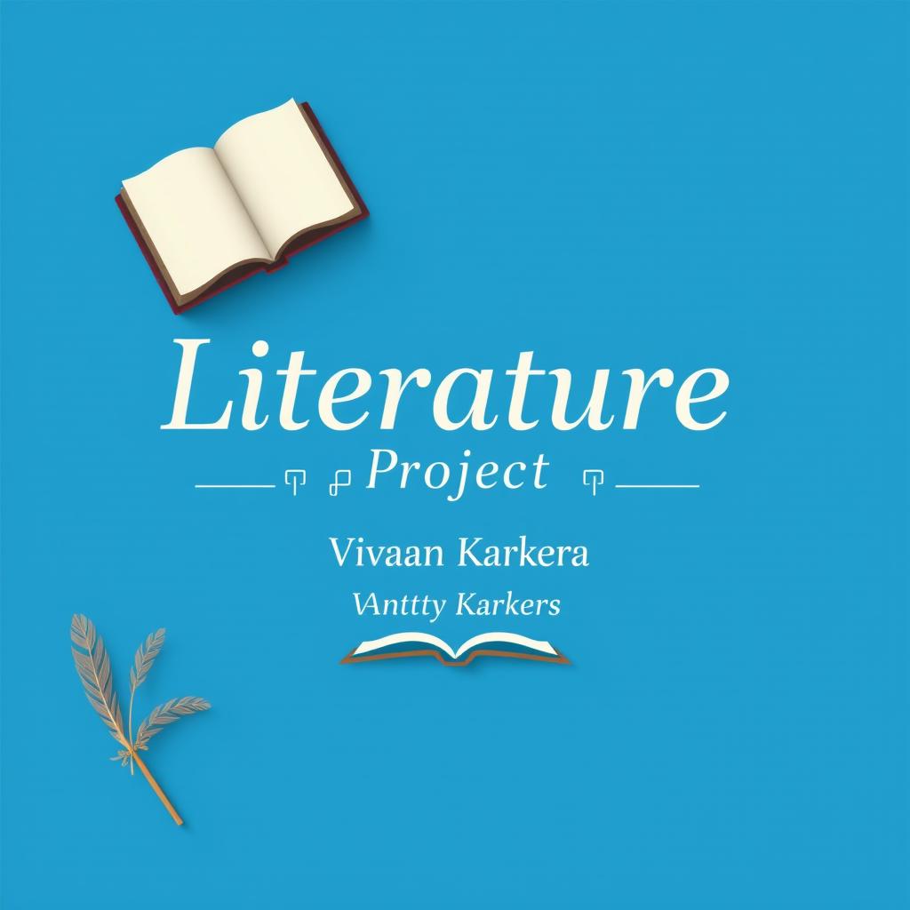 A creative cover page design for a literature project, featuring the title "Literature Project" prominently displayed in an elegant, modern font