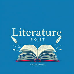 A creative cover page design for a literature project, featuring the title "Literature Project" prominently displayed in an elegant, modern font