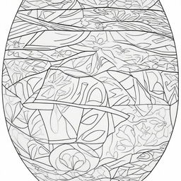 Design a coloring page featuring an Easter egg adorned with beautiful geometric shapes and patterns