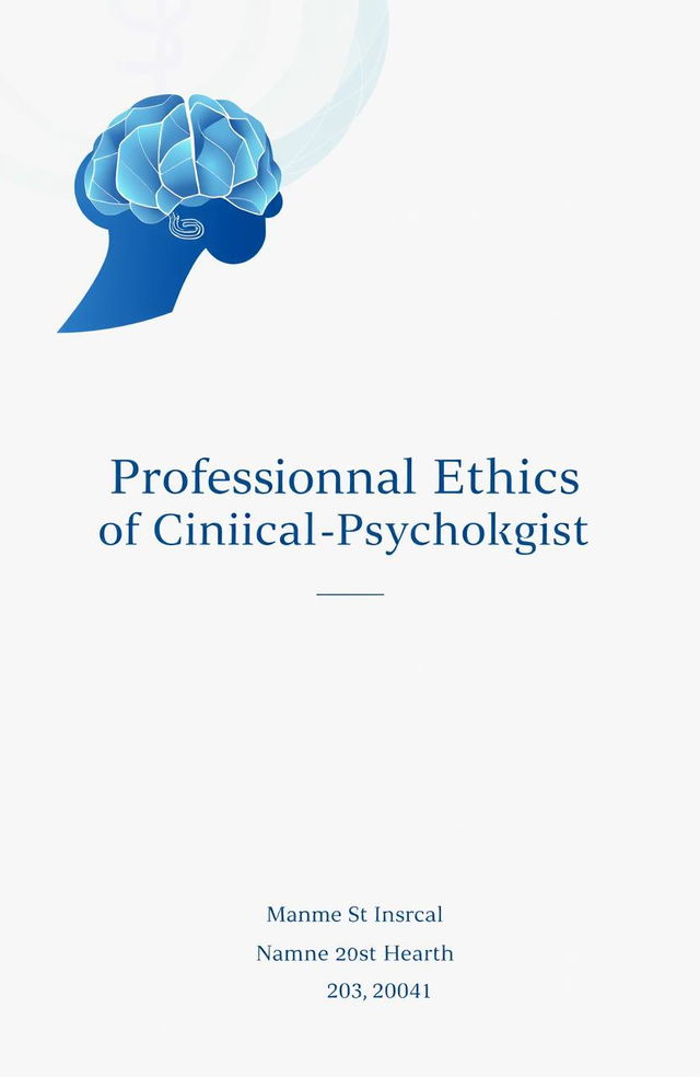 A professional assignment cover page for the topic 'Professional Ethics of a Clinical Psychologist'