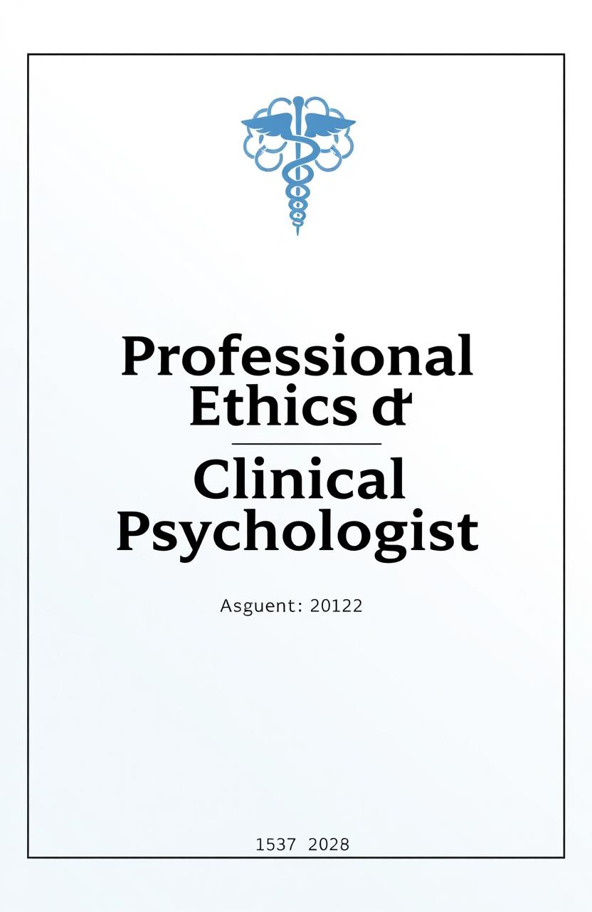 A professional assignment cover page for the topic 'Professional Ethics of a Clinical Psychologist'