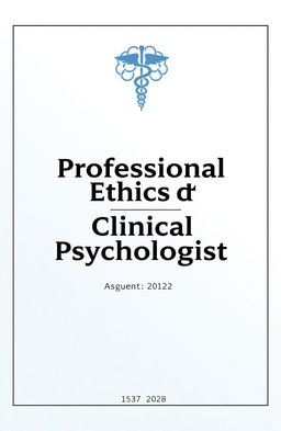 A professional assignment cover page for the topic 'Professional Ethics of a Clinical Psychologist'