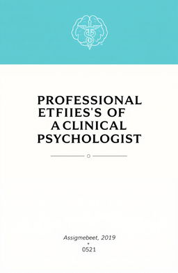 A professional assignment cover page for the topic 'Professional Ethics of a Clinical Psychologist'