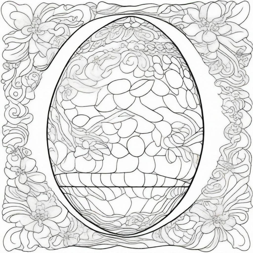 Design a coloring page featuring a large Easter egg adorned with beautiful, intricate shapes