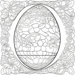 Design a coloring page featuring a large Easter egg adorned with beautiful, intricate shapes