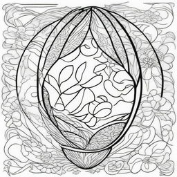 Design a coloring page featuring a large Easter egg adorned with beautiful, intricate shapes