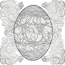 Design a coloring page featuring a large Easter egg adorned with beautiful, intricate shapes