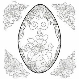 Design a coloring page featuring a large Easter egg adorned with beautiful, intricate shapes