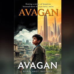 An evocative book cover depicting the struggle and growth of a boy growing up in a closed, underdeveloped community, yearning to escape to the futuristic city of Avagan