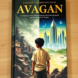 An evocative book cover depicting the struggle and growth of a boy growing up in a closed, underdeveloped community, yearning to escape to the futuristic city of Avagan